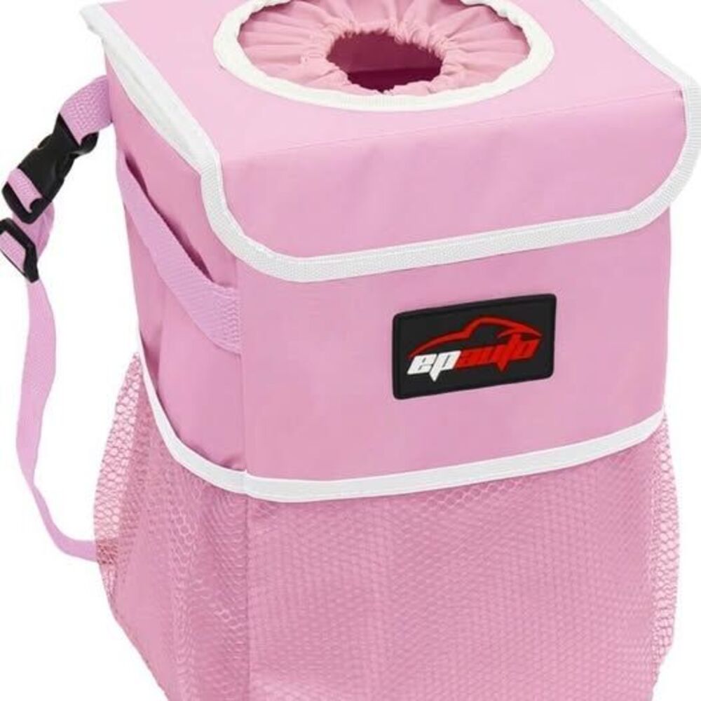 Car Trash Can with Lid and Storage Pockets 2.5 Gallon Leakproof EPA Auto Trash